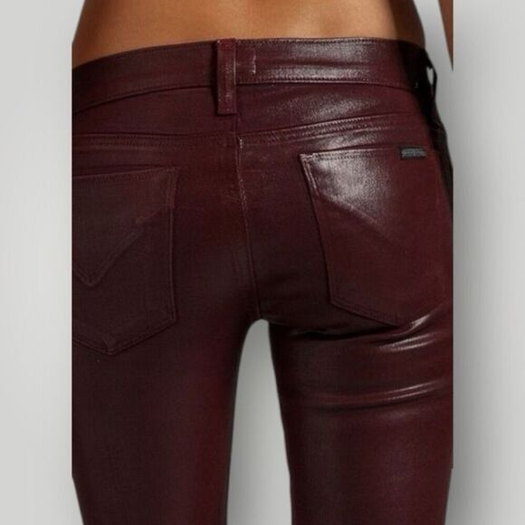 HUDSON JEANS Burgundy Krista Wax-Coated Skinny Jeans | NWT | Size 32 - Picture 3 of 8